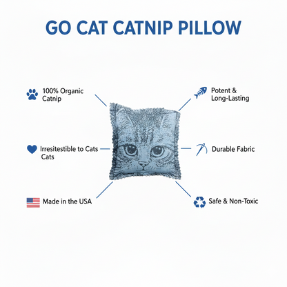 Go Cat Catnip Pillow Cat Toy — Premium USA Catnip