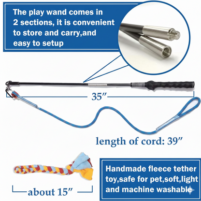 WOOZAPET Interactive Flirt Pole Dog Toy — Fleece Rope Lure
