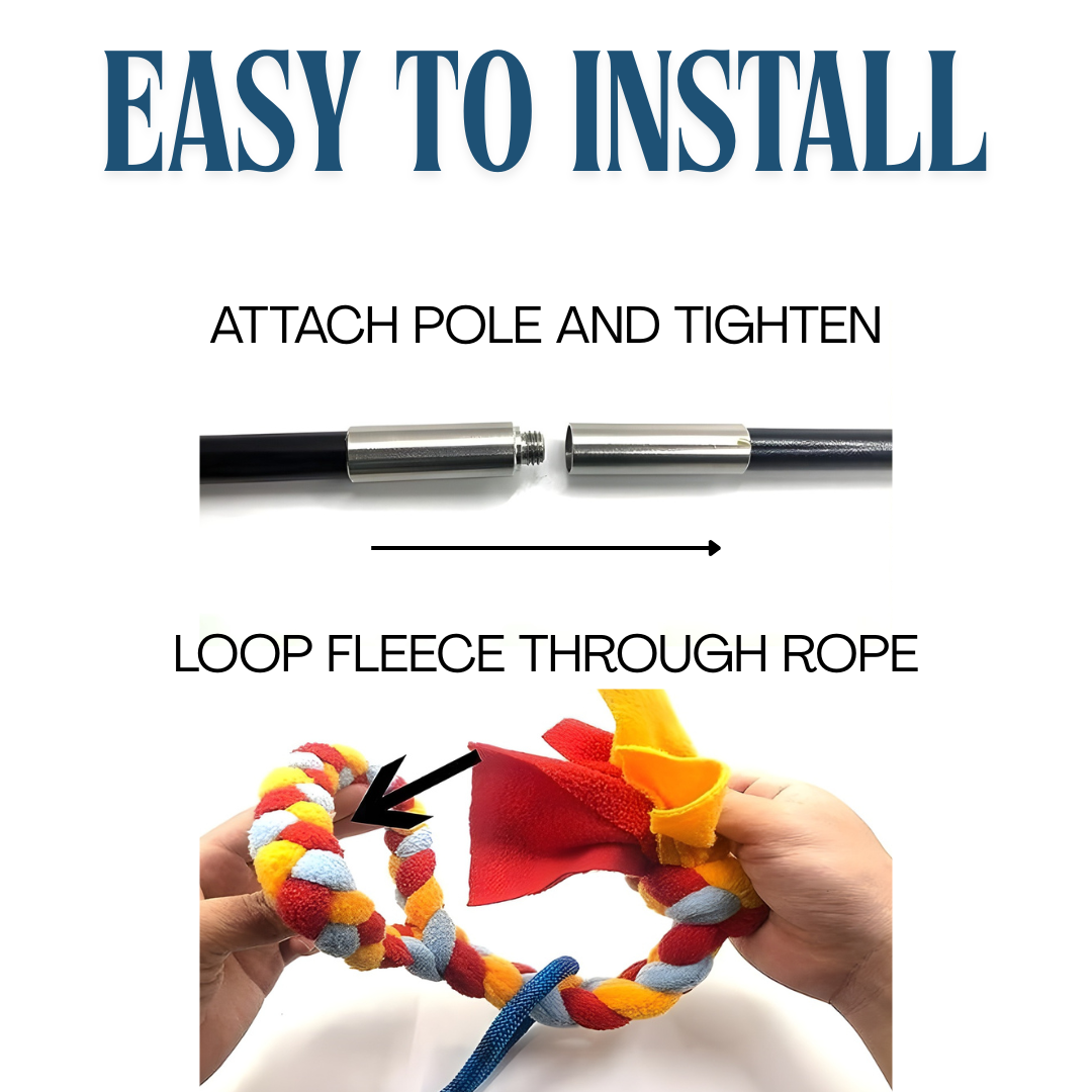 WOOZAPET Interactive Flirt Pole Dog Toy — Fleece Rope Lure