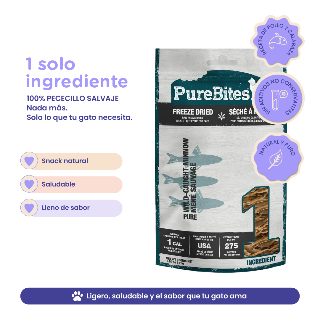 PureBites Minnows Freeze Dried Treats for Cats 1.09 Ounces