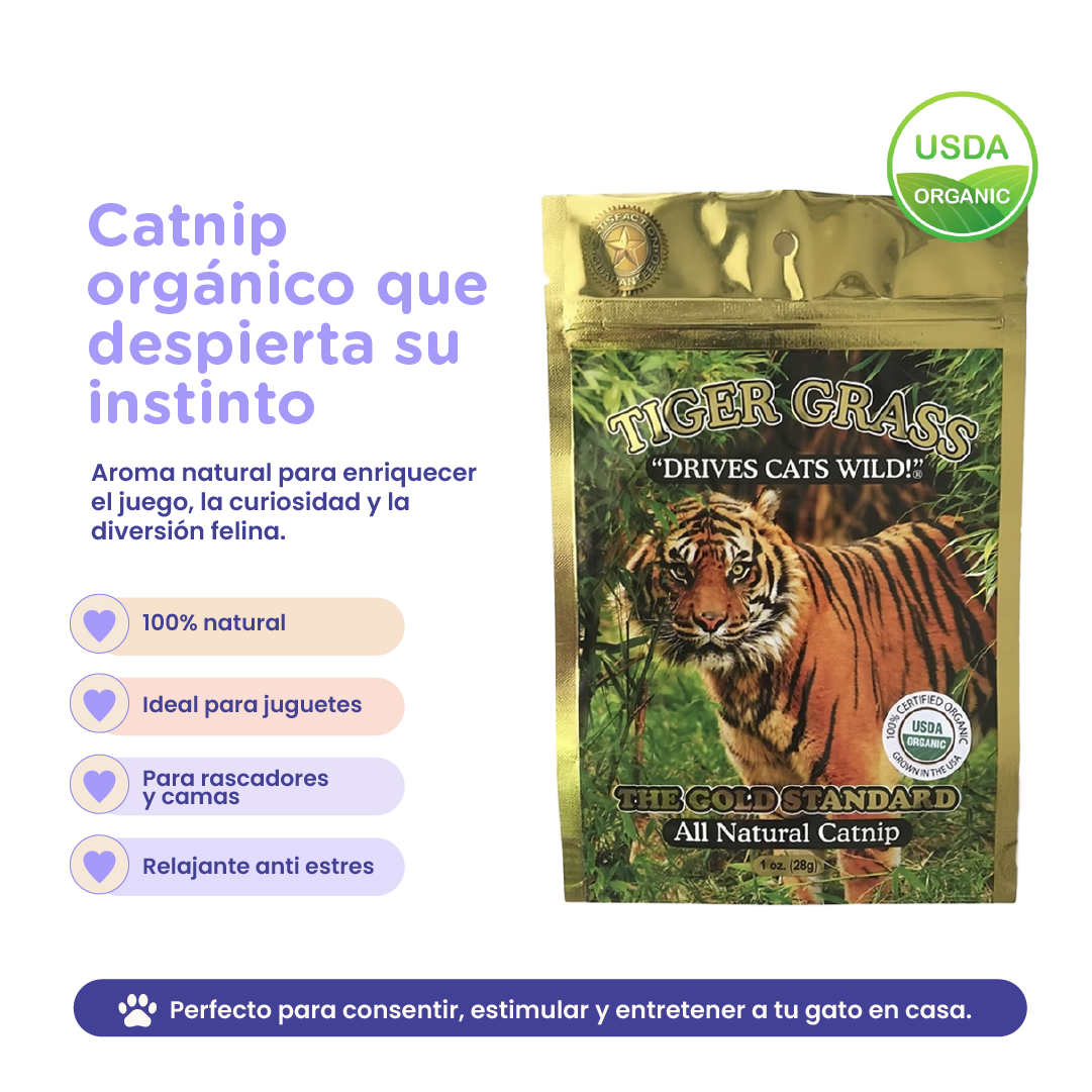Tiger Grass Buds Organic Catnip 1 oz. Foil Bag