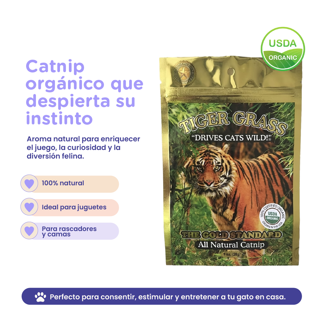 Tiger Grass Buds Organic Catnip 1 oz. Foil Bag