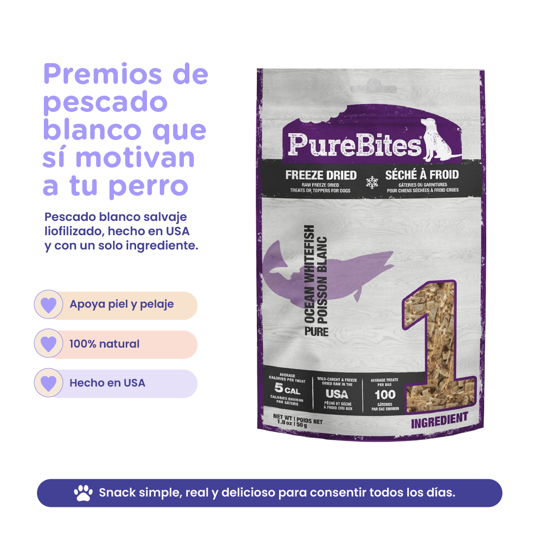 PureBites Ocean Whitefish Freeze-Dried Dog Treats — Single Ingredient