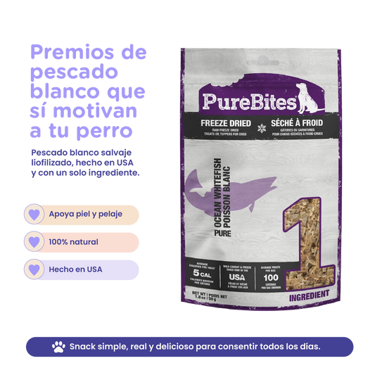 PureBites Ocean Whitefish Freeze-Dried Dog Treats — Single Ingredient