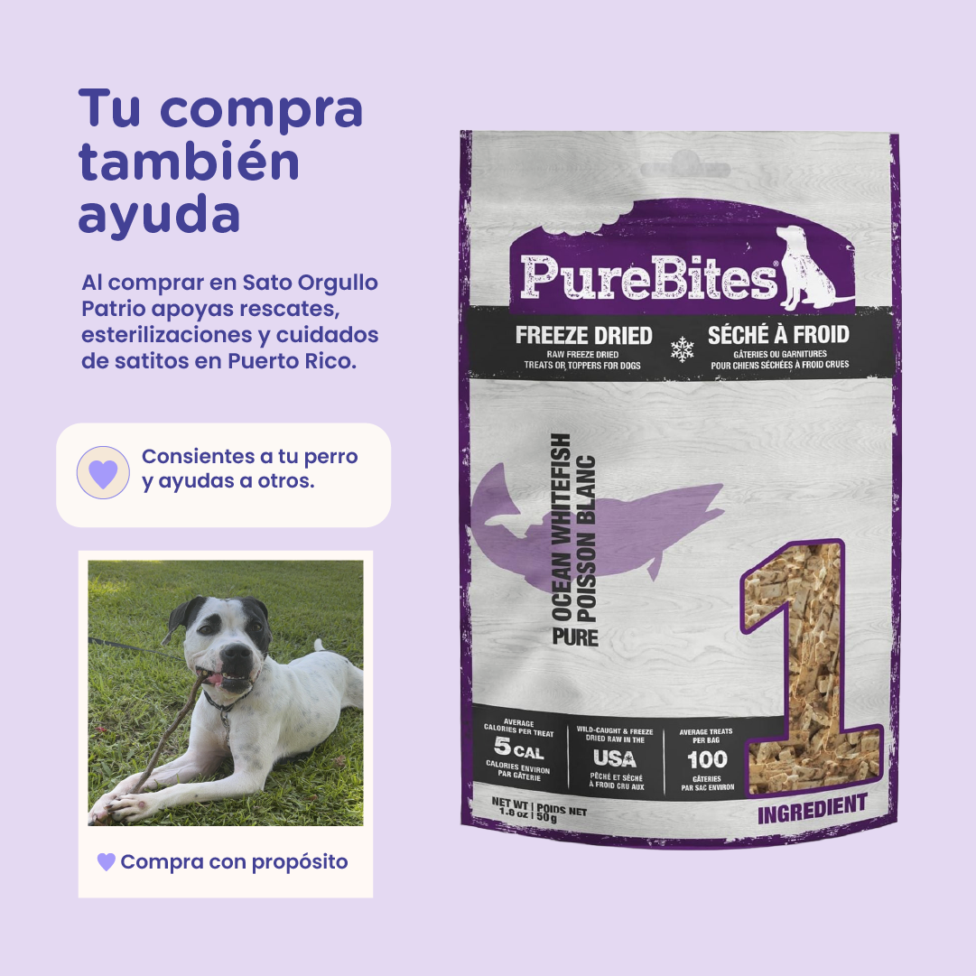 PureBites Ocean Whitefish Freeze-Dried Dog Treats — Single Ingredient