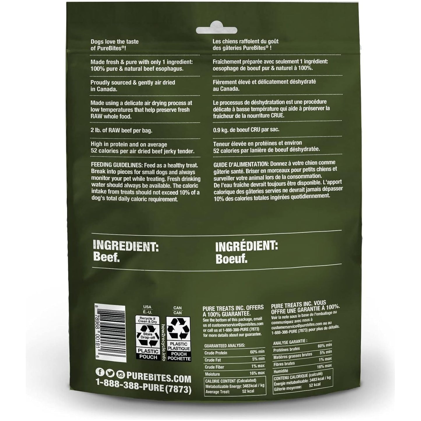 PureBites Beef Tenders Jerky Treats for Dogs 7.5 oz