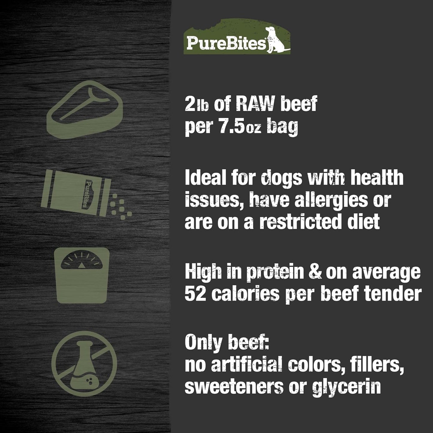 PureBites Beef Tenders Jerky Treats for Dogs 7.5 oz