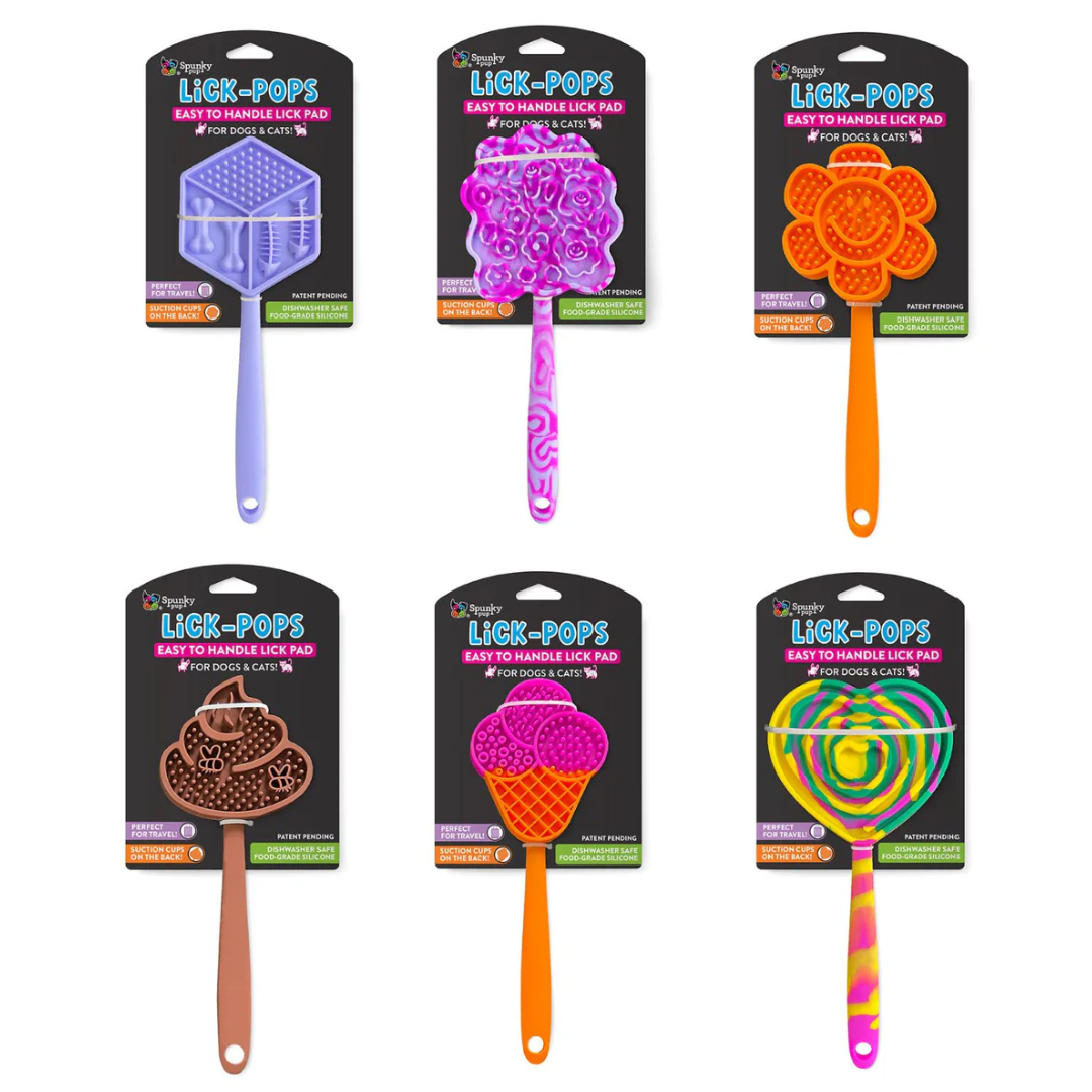 Spunky Pup Slow Feeder Lick-Pops — Handheld Lick Pad