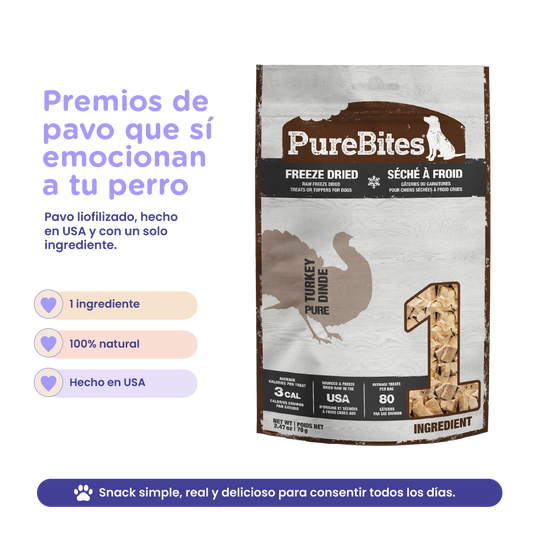 PureBites Turkey Freeze-Dried Dog Treats — Single Ingredient, 2.47 oz