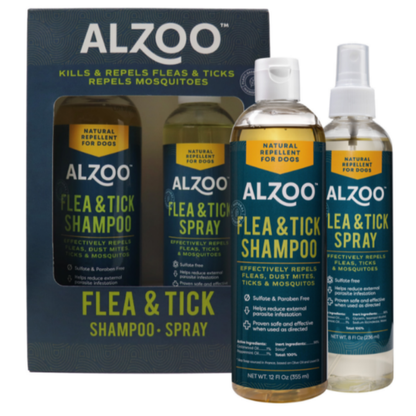 ALZOO Plant-based Flea & Tick Shampoo & Spray Kit