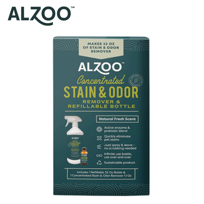 ALZOO Concentrated Enzyme Stain & Odor Remover + Refillable Bottle