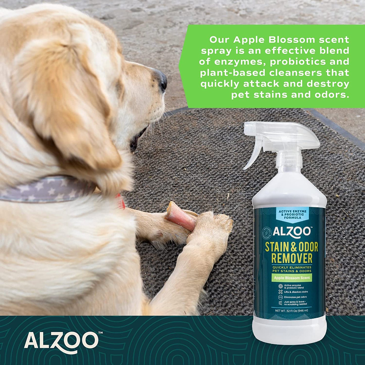 ALZOO Stain & Odor Remover Spray — Apple Blossom