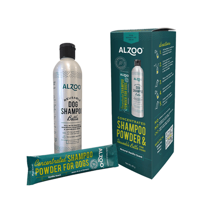 ALZOO Concentrated Dog Shampoo Bundle — Refillable Bottle + Sensitive Skin Pouch