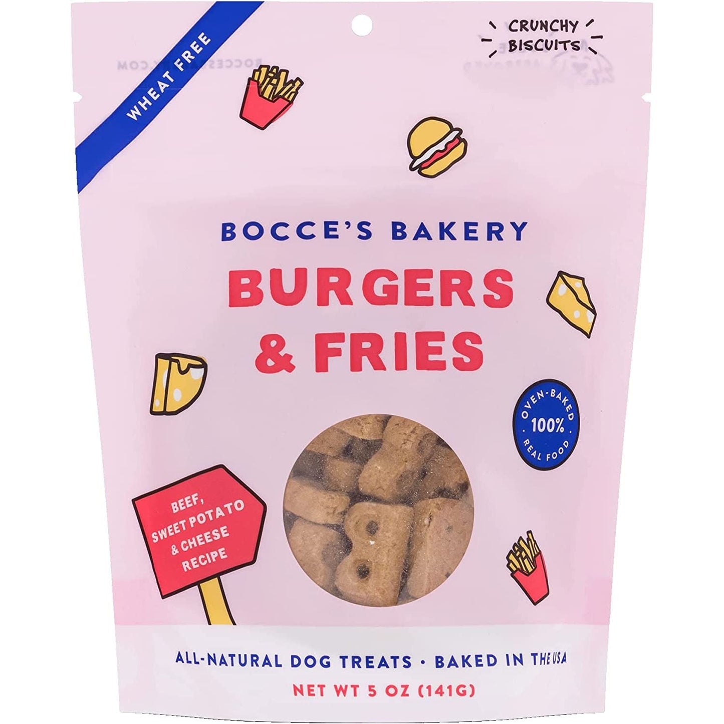Bocce's Bakery Burgers & Fries All-Natural Dog Treats — 5 oz