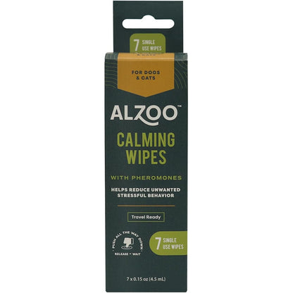 ALZOO On-the-Go Calming Wipes for Cats & Dogs with Pheromones — 7 Pack