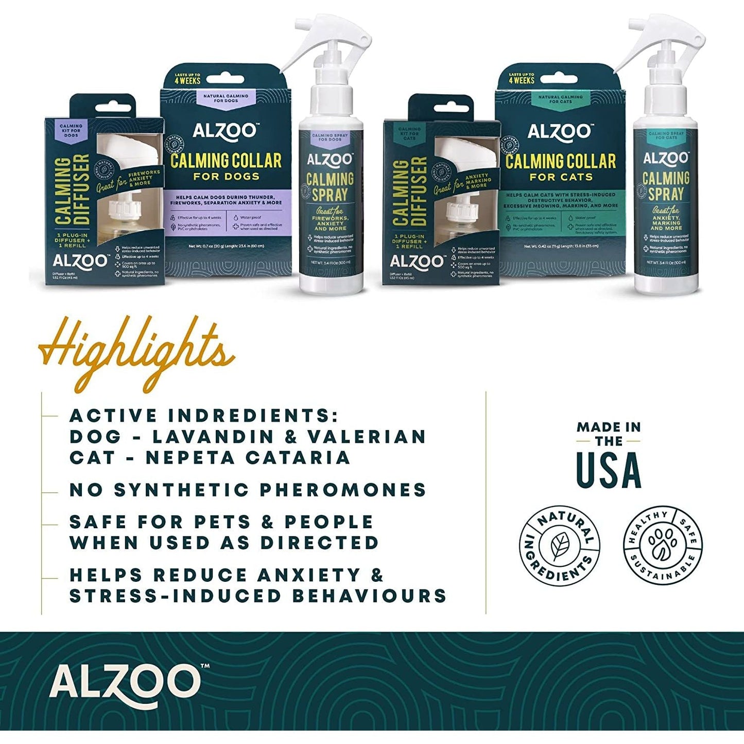 ALZOO All-Natural Calming Diffuser Refill for Cats