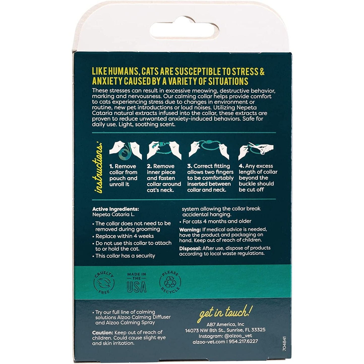 ALZOO All-Natural Calming Collar for Cats