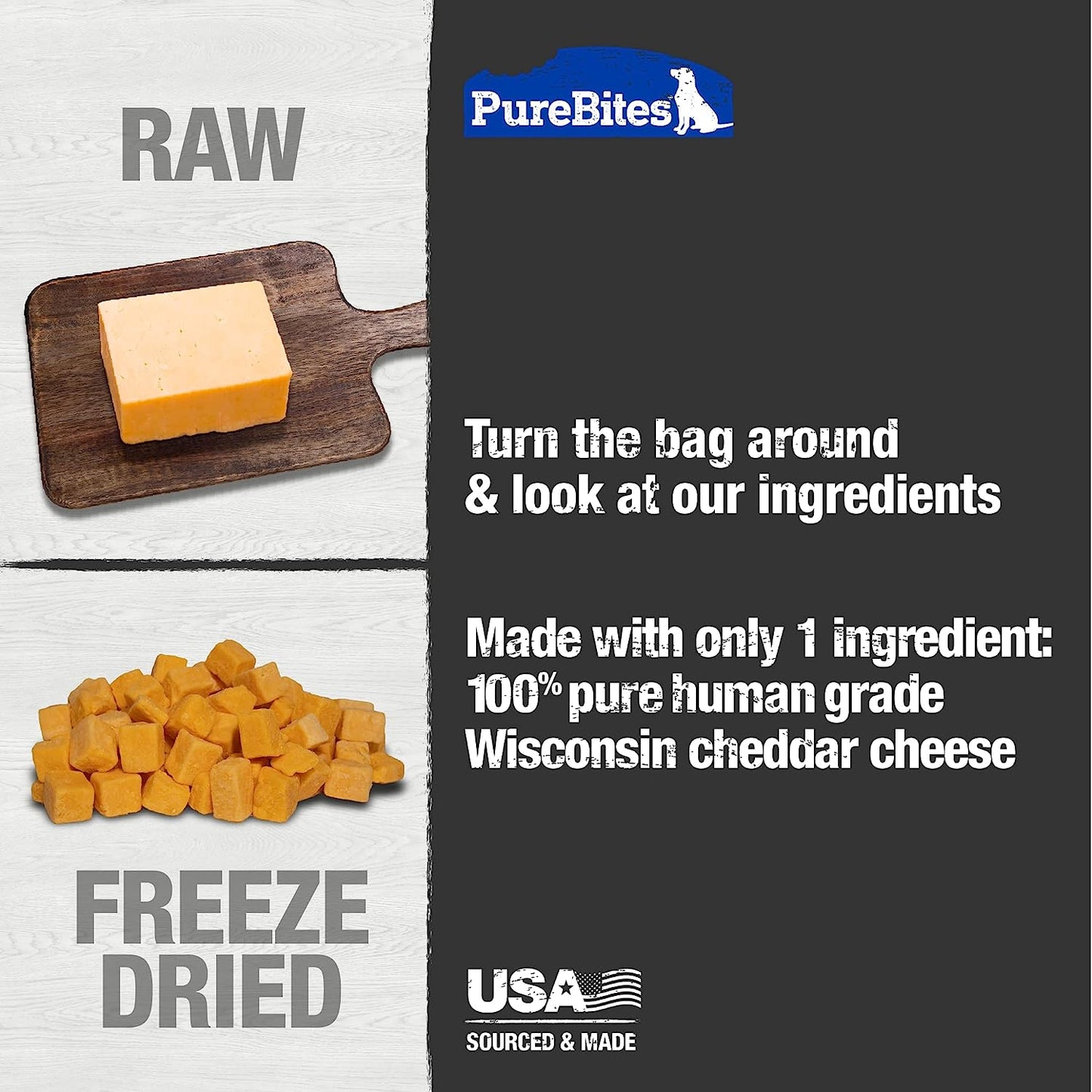 PureBites Cheddar Cheese Freeze-Dried Dog Treats — Single Ingredient