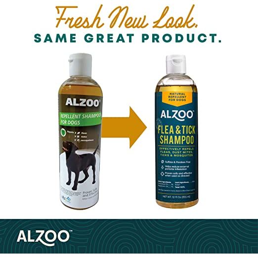 ALZOO Natural Flea & Tick Repellent Shampoo for Dogs — 12 oz