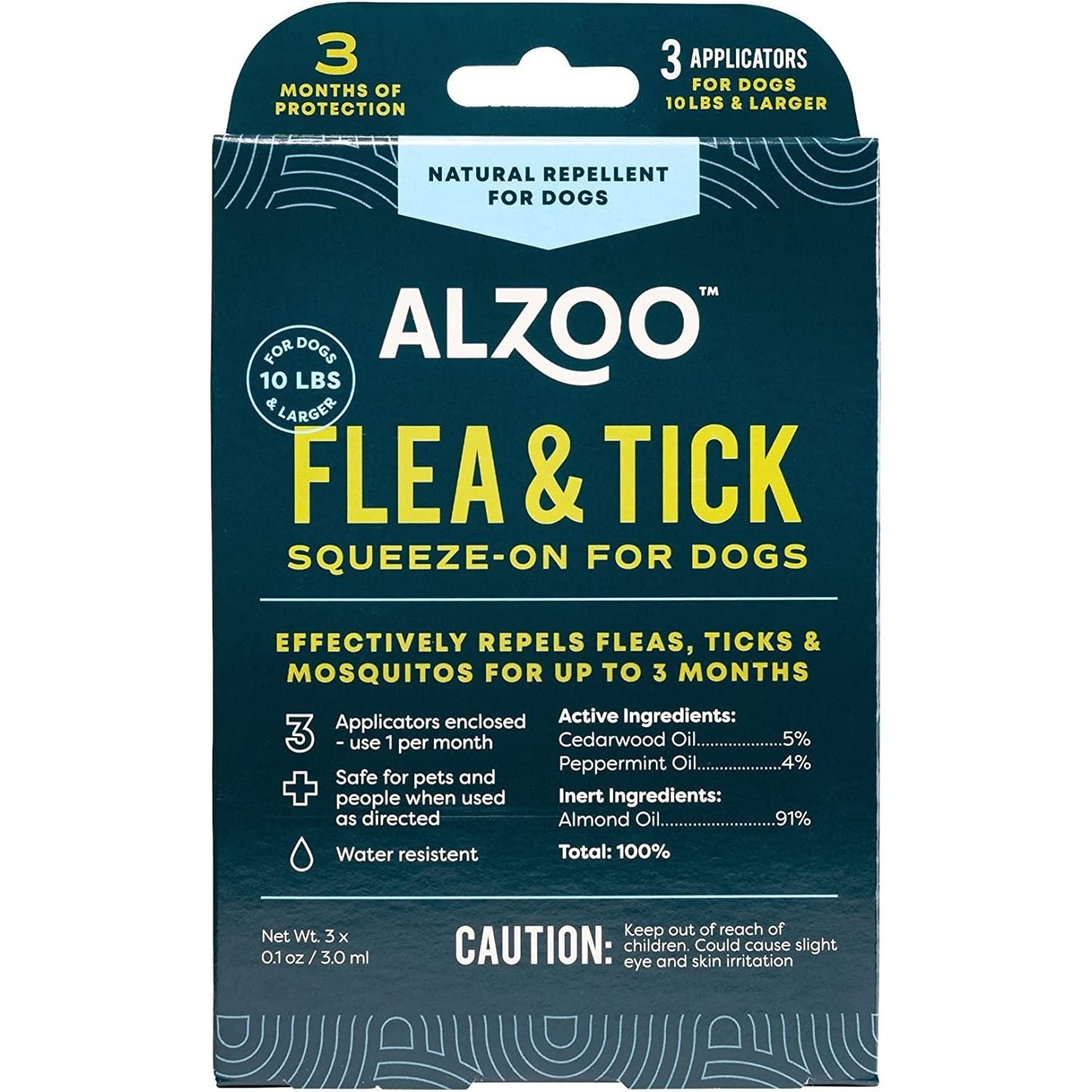 ALZOO Natural Flea & Tick Squeeze-On for Dogs — 3 Pack
