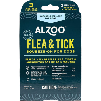 ALZOO Natural Flea & Tick Squeeze-On for Dogs — 3 Pack