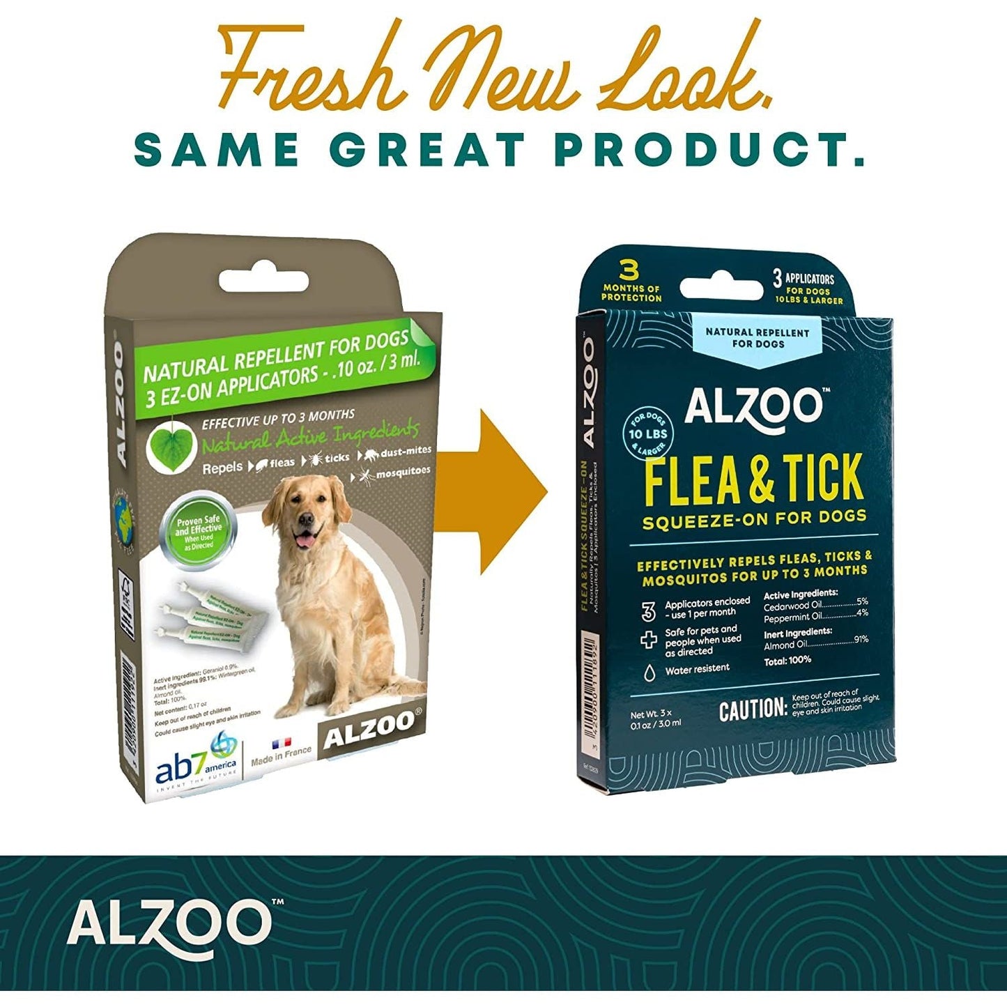 ALZOO Natural Flea & Tick Squeeze-On for Dogs — 3 Pack
