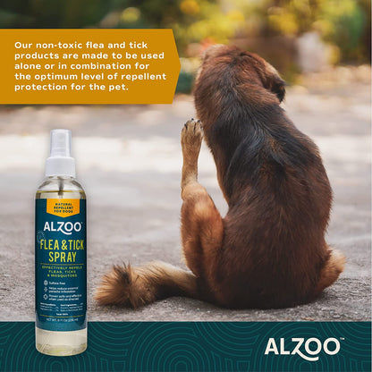 ALZOO Natural Flea & Tick Repellent Spray for Dogs — 8 oz