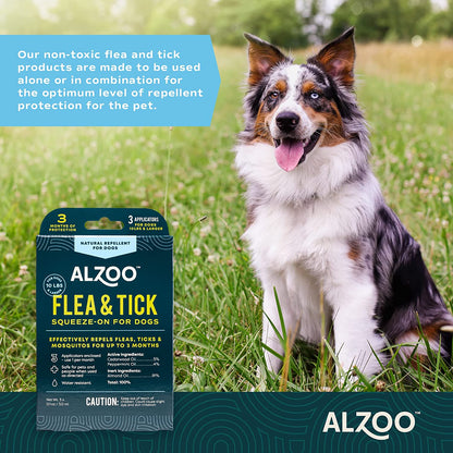 ALZOO Natural Flea & Tick Squeeze-On for Dogs — 3 Pack