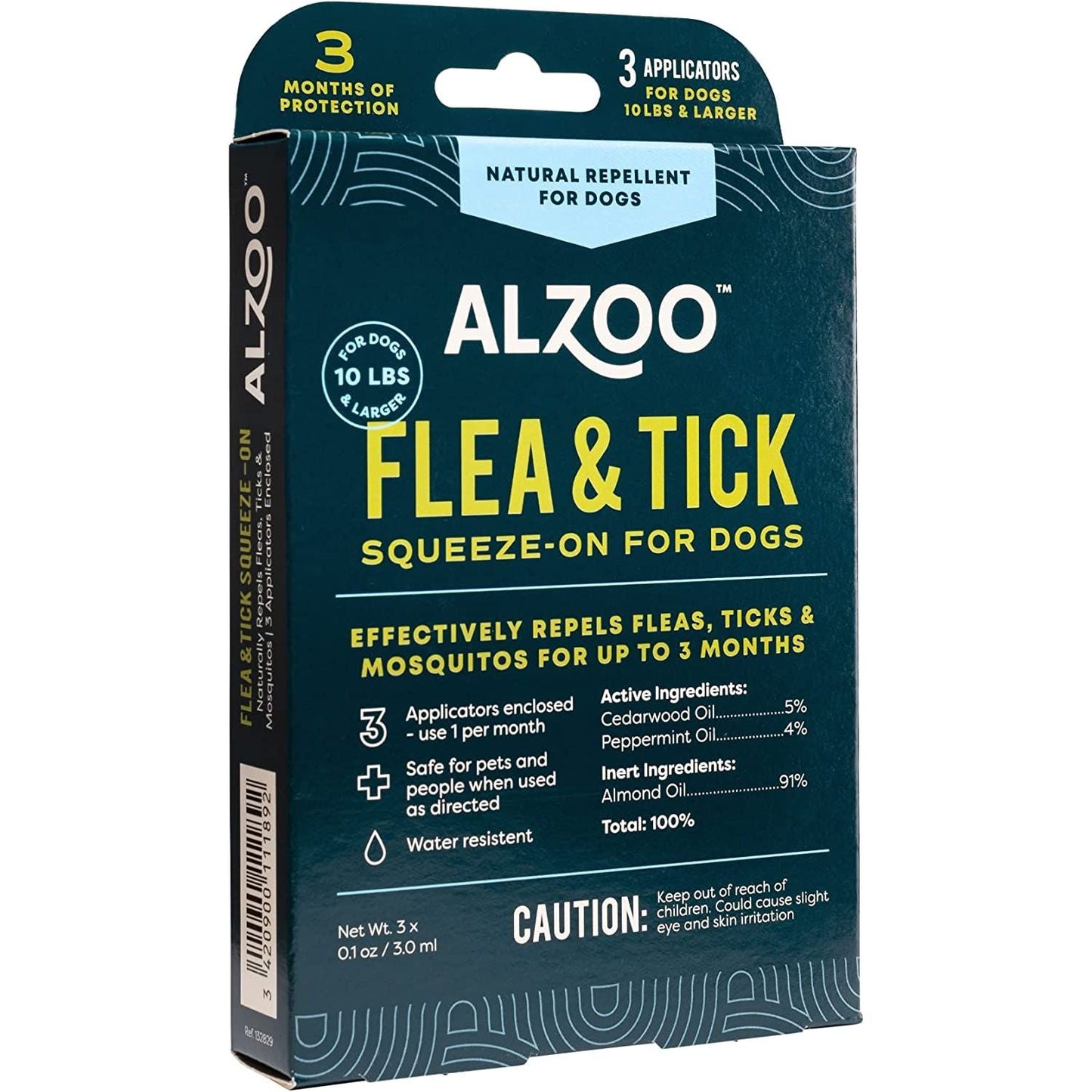 ALZOO Natural Flea & Tick Squeeze-On for Dogs — 3 Pack