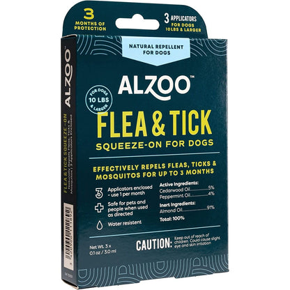 ALZOO Natural Flea & Tick Squeeze-On for Dogs — 3 Pack