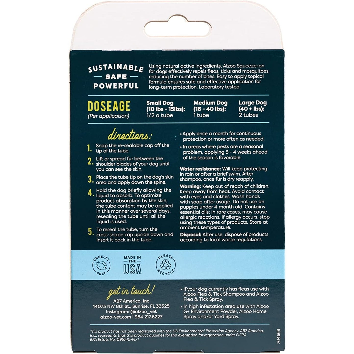 ALZOO Natural Flea & Tick Squeeze-On for Dogs — 3 Pack