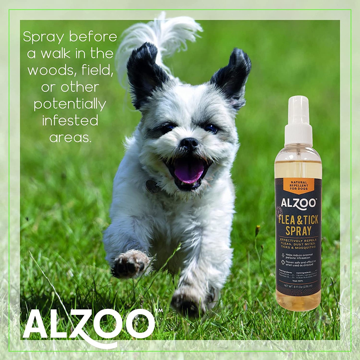 ALZOO Natural Flea & Tick Repellent Spray for Dogs — 8 oz