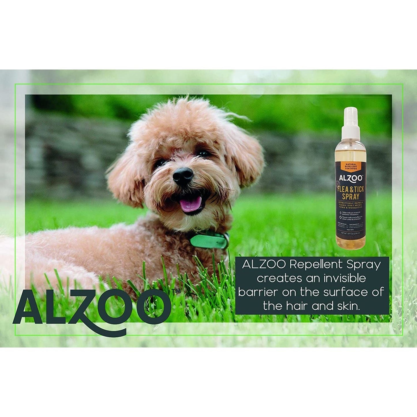 ALZOO Natural Flea & Tick Repellent Spray for Dogs — 8 oz