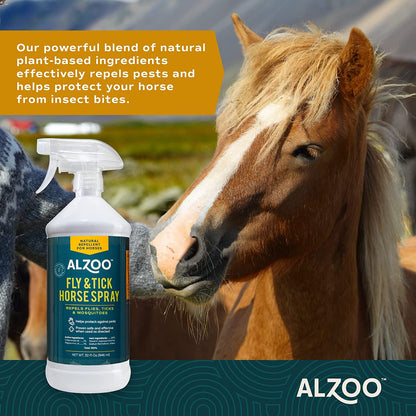 ALZOO Natural Fly & Tick Horse Spray — 32 oz