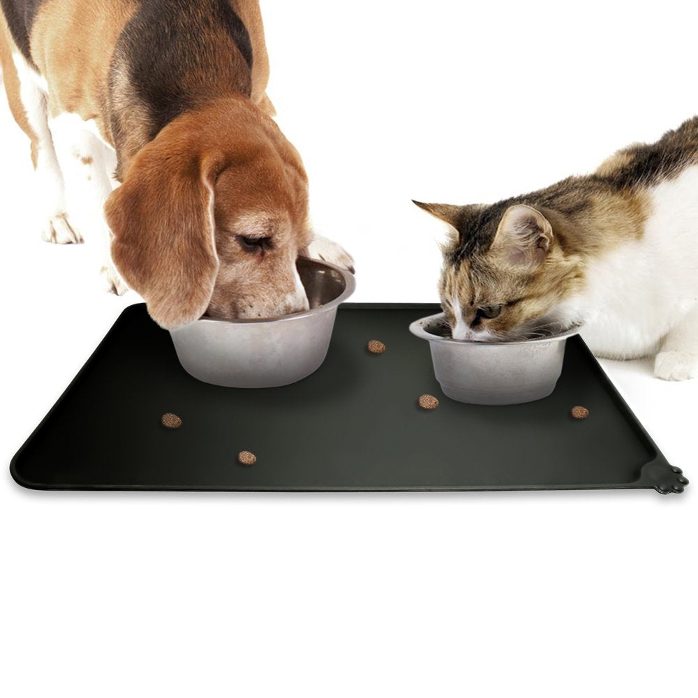 WOOZAPET Silicone Non-Slip Waterproof Large Feeding Mat for Dogs & Cats — Black