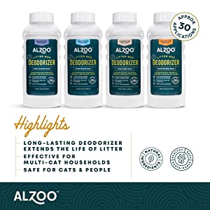 ALZOO Cat Litter Box Deodorizer — Fresh Lavender, 26 oz