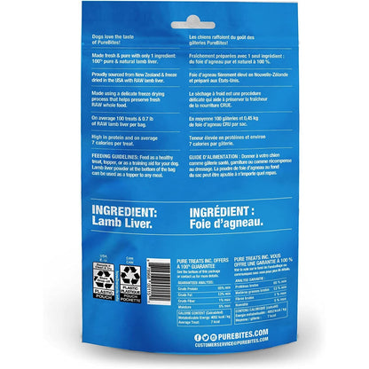 PureBites Lamb Liver Freeze Dried Treats 3.35 oz. Bag