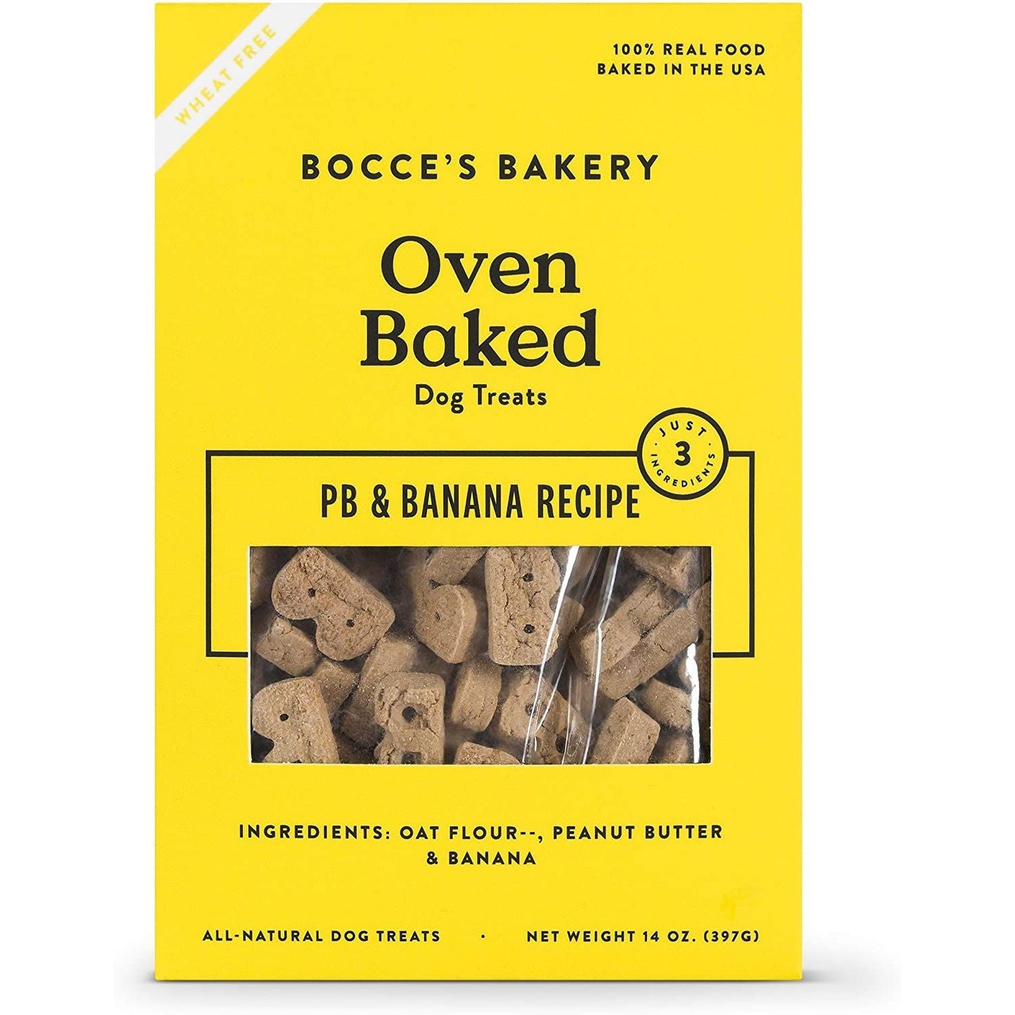 Bocce's Bakery Oven Baked PB & Banana Dog Treats — Wheat Free, 14 oz