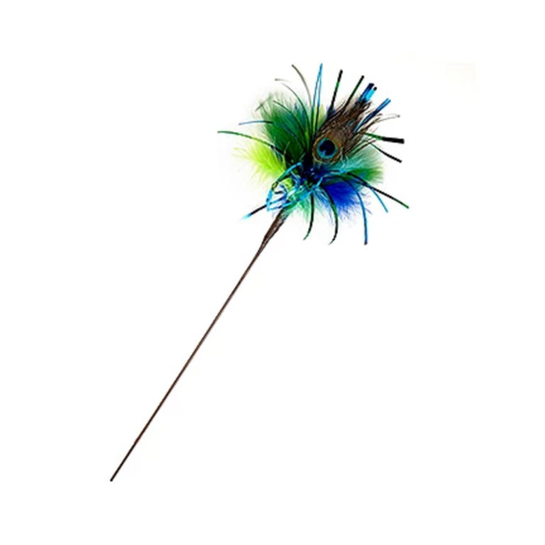 Go Cat 18" Peacock Sparkler Cat Wand Toy