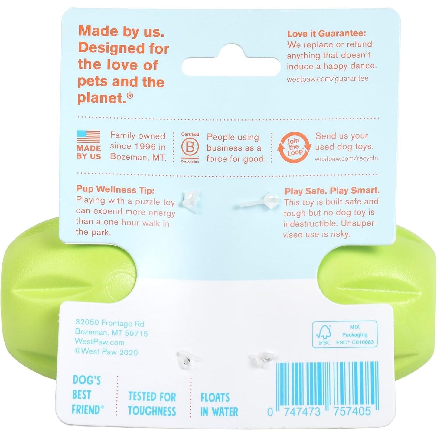 West Paw Zogoflex Qwizl Treat-Dispensing Chew Dog Toy — Small