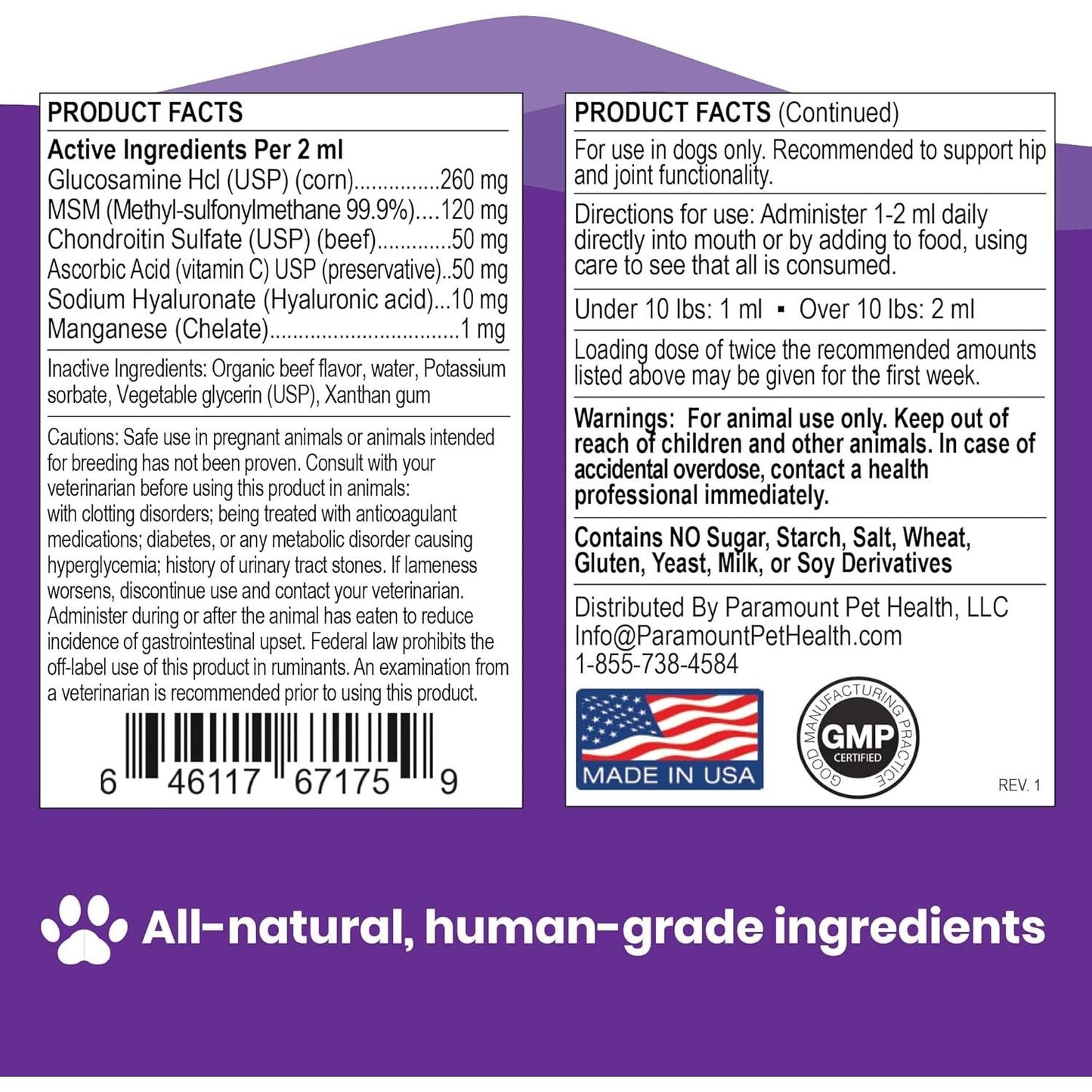 Paramount Pet Health Natural Glucosamine for Small Dogs — Hip & Joint Support, 2 oz