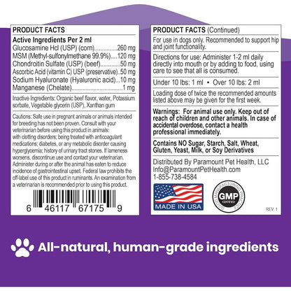 Paramount Pet Health Natural Glucosamine for Small Dogs — Hip & Joint Support, 2 oz