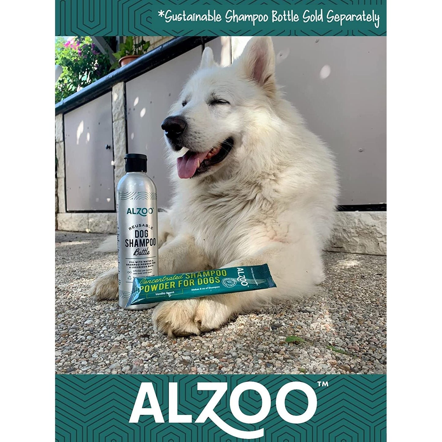 ALZOO Concentrated Dog Shampoo Bundle — Refillable Bottle + Sensitive Skin Pouch
