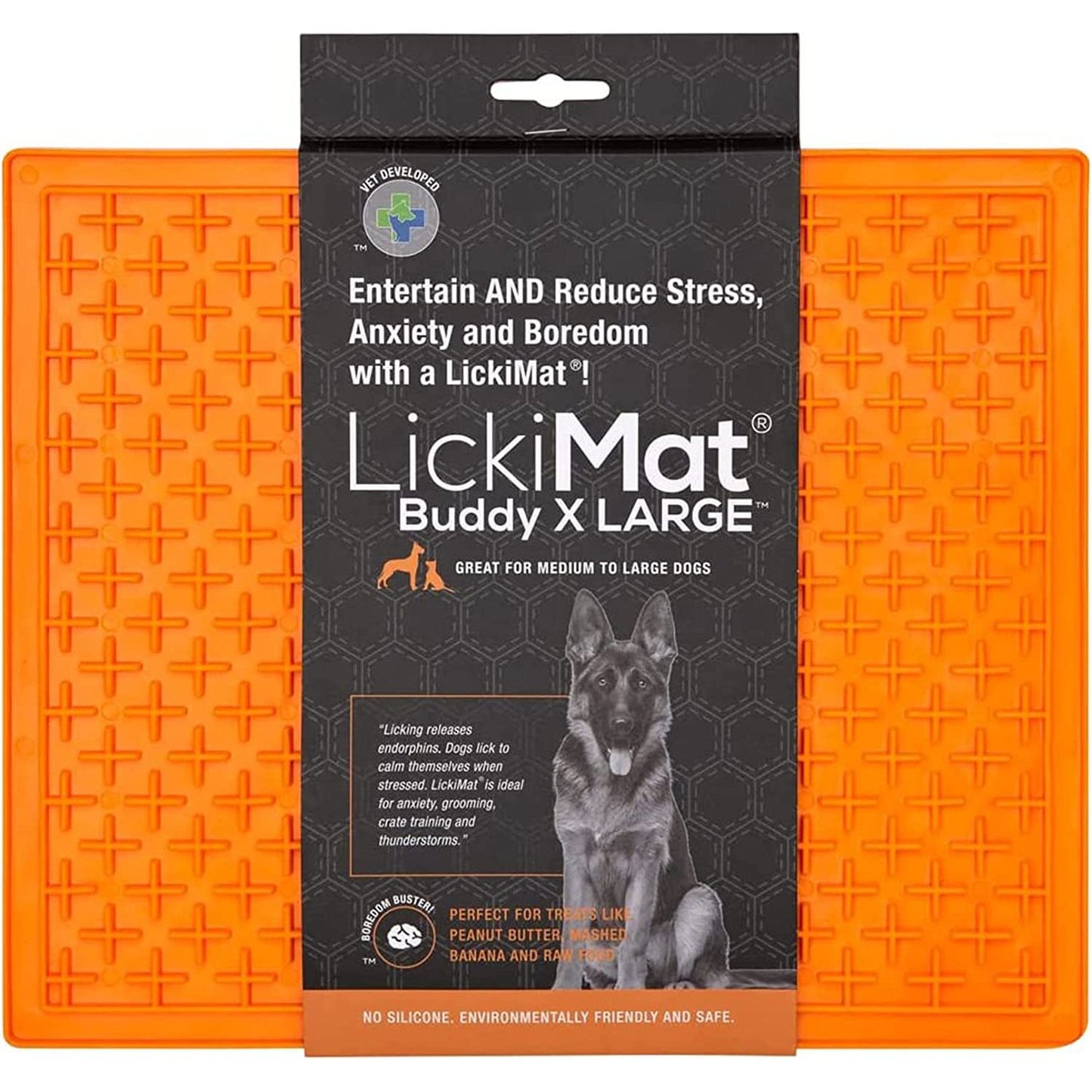 LickiMat Buddy X Large Breed Dog Lick Mat Orange