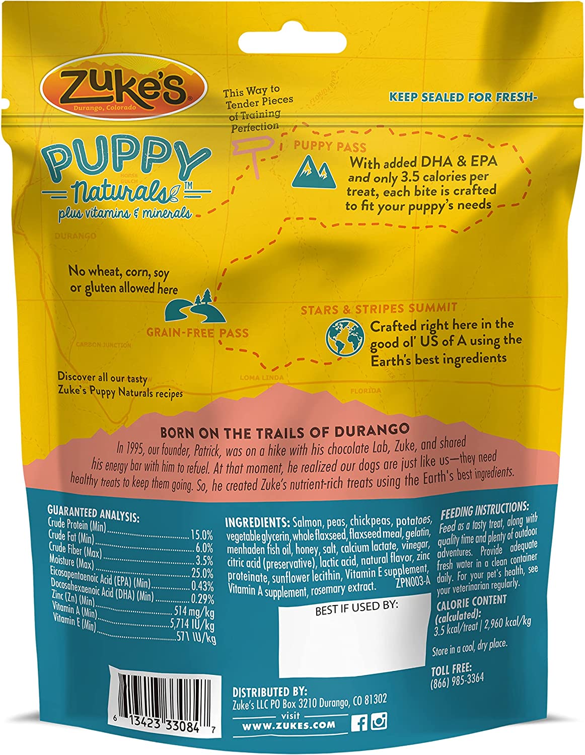 Zuke's Puppy Naturals Dog Training Treats Salmon & Chickpea Recipe 5 oz.