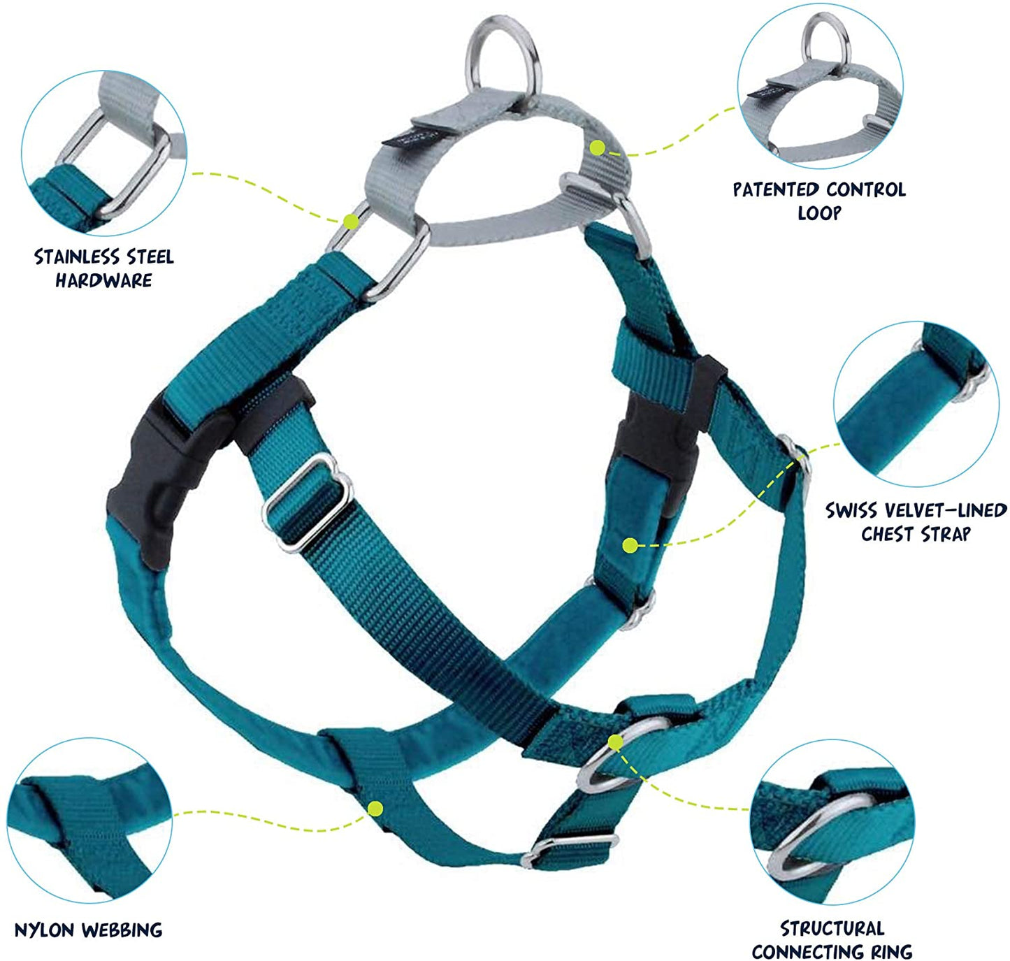 Freedom No-Pull Dog Harness Teal