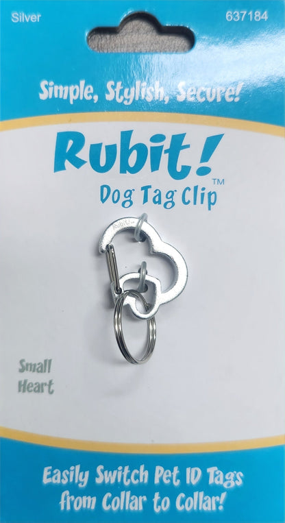 Rubit! Heart Shaped Aluminum Dog Tag Clip Small