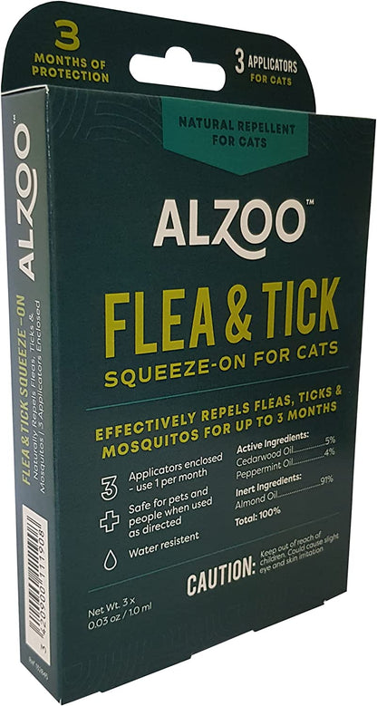 ALZOO Flea & Tick Repellent Squeeze-On for Cats - Pack of 3