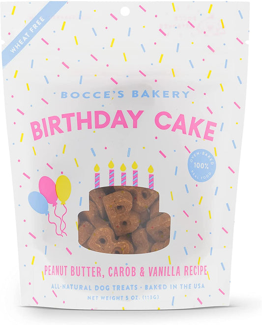 Bocce’s Bakery Birthday Cake Dog Treats All-Natural Peanut Butter Vanilla Biscuits