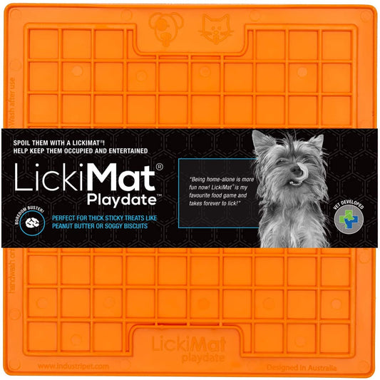 Lickimat Classic Playdate Slow Feeder for Dogs (Orange)